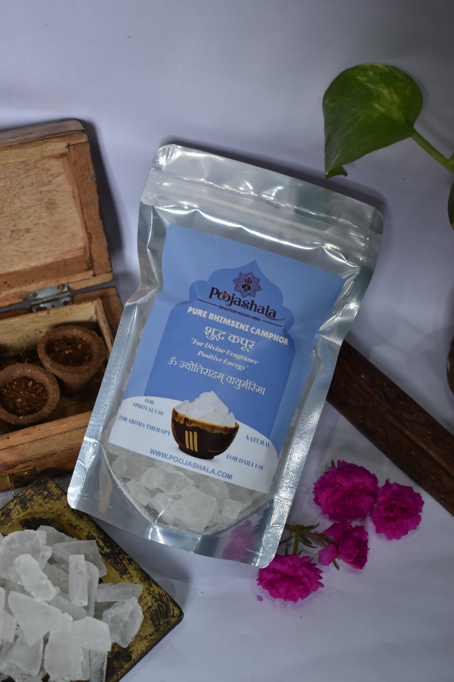 Poojashala Premium Bhimseni Camphor – 100% Shuddh Ayurvedic Kapoor for Pooja & Healing