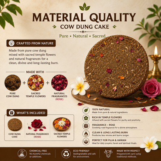 Poojashala Cow Dung Cake (Gomay Upla) – Pack of 10 | 100% Pure Desi Cow Dung | For Hawan, Agnihotra & Vedic Rituals