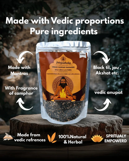 Poojashala Vedic Hawan Samagri Pack of 2 | Premium Natural Havan Samagri | 500g Each (Total 1kg) | For Daily Puja, Havan & Agnihotra