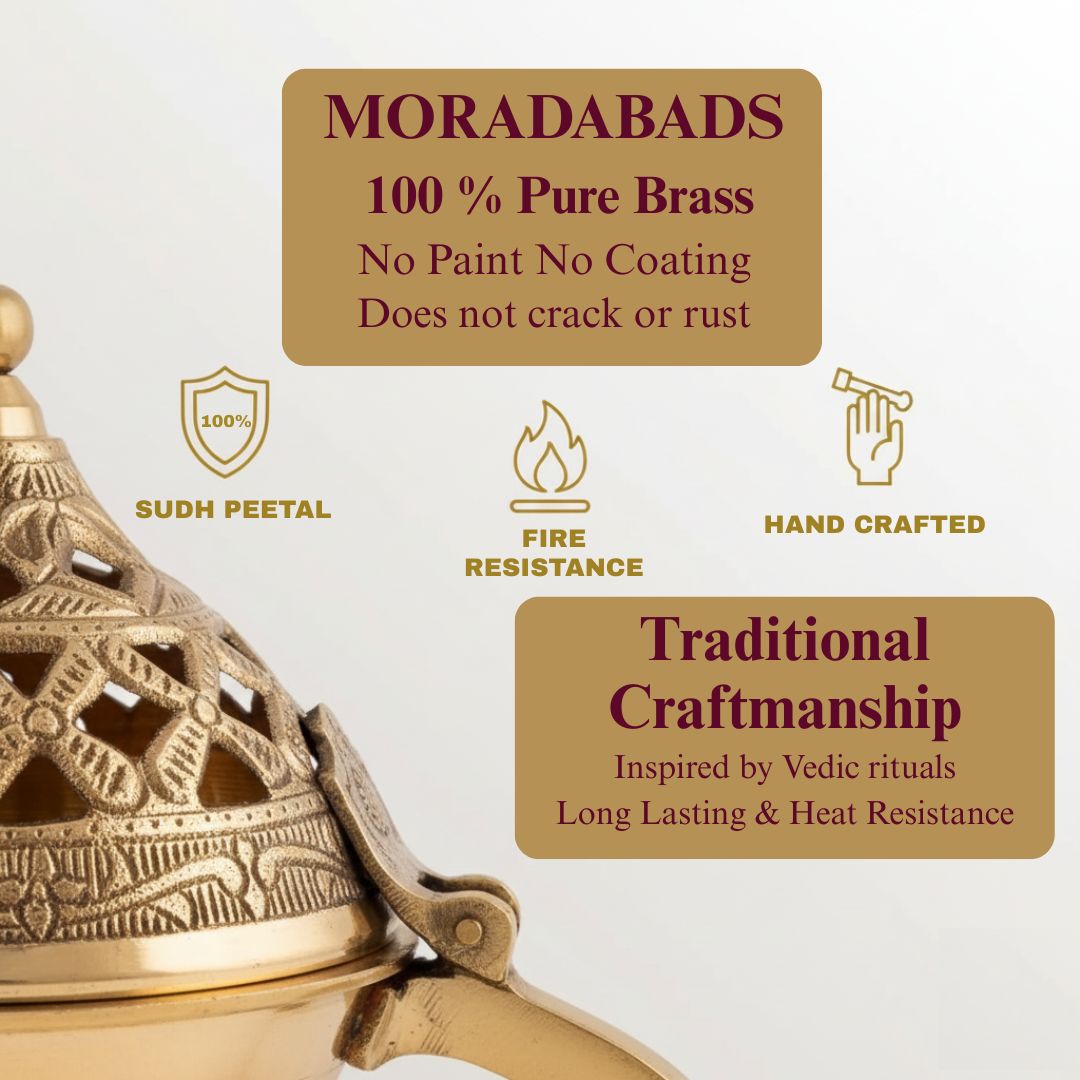 Brass Loban Daan – Pure Moradabad Brass | Temple Grade Pooja Burner