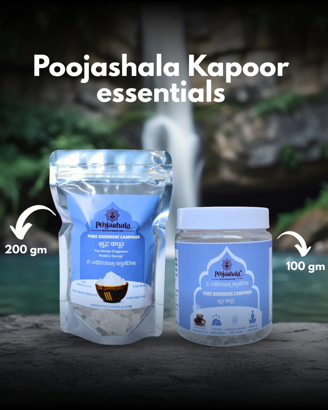Poojashala Bhimseni Camphor 100g – 100% Pure Natural Ayurvedic Kapoor | No Chemicals | Burns Clean for Aarti & Hawan