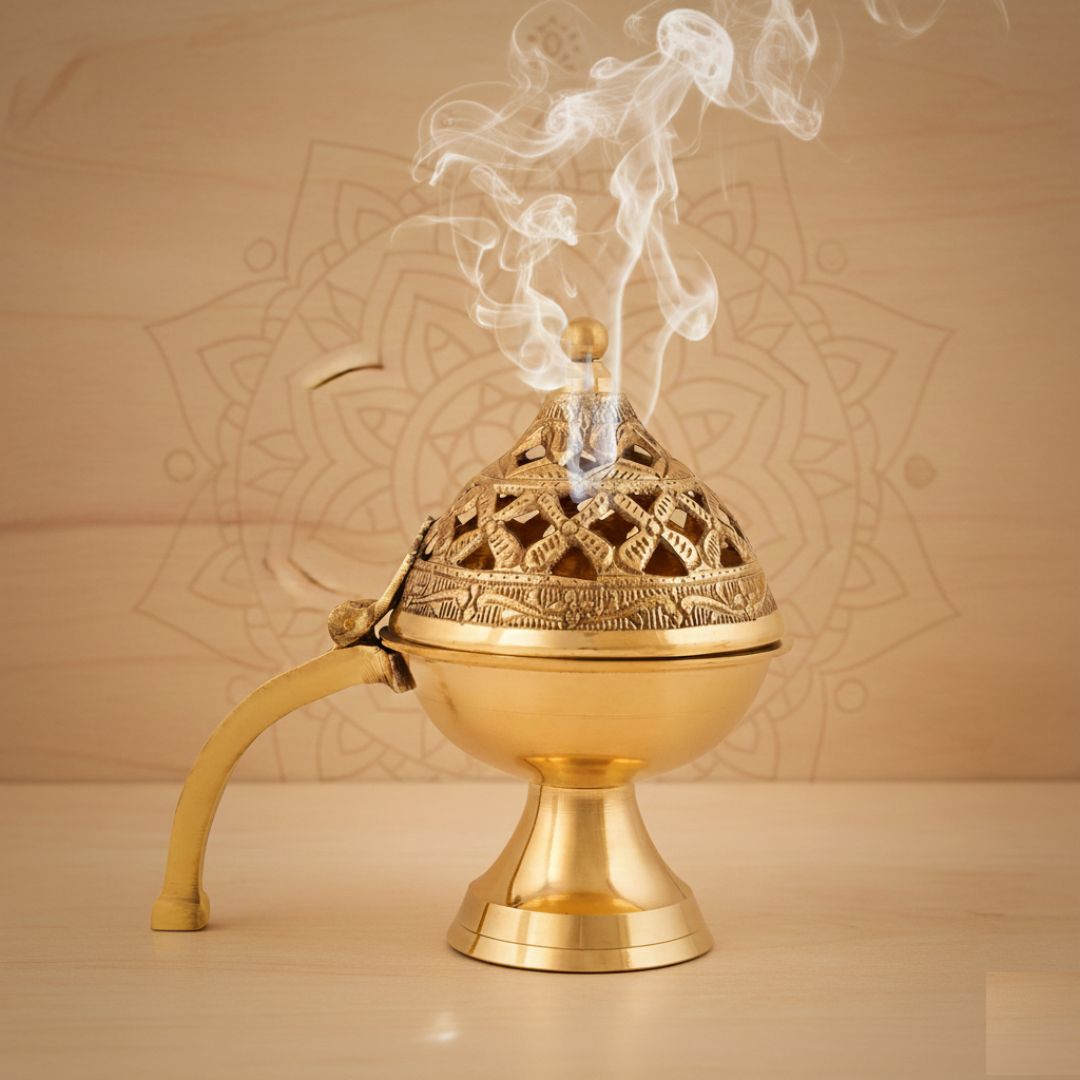 Brass Loban Daan – Pure Moradabad Brass | Temple Grade Pooja Burner