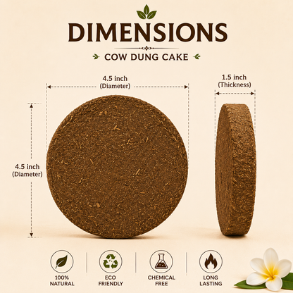 Poojashala Cow Dung Cake (Gomay Upla) – Pack of 10 | 100% Pure Desi Cow Dung | For Hawan, Agnihotra & Vedic Rituals