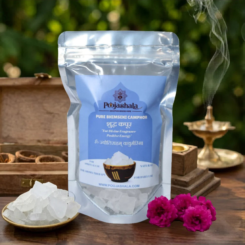 Poojashala Bhimseni Camphor 200g – 100% Pure Natural Ayurvedic Kapoor | No Chemicals | Burns Clean for Aarti & Hawan