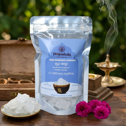Poojashala Bhimseni Camphor 200g – 100% Pure Natural Ayurvedic Kapoor | No Chemicals | Burns Clean for Aarti & Hawan