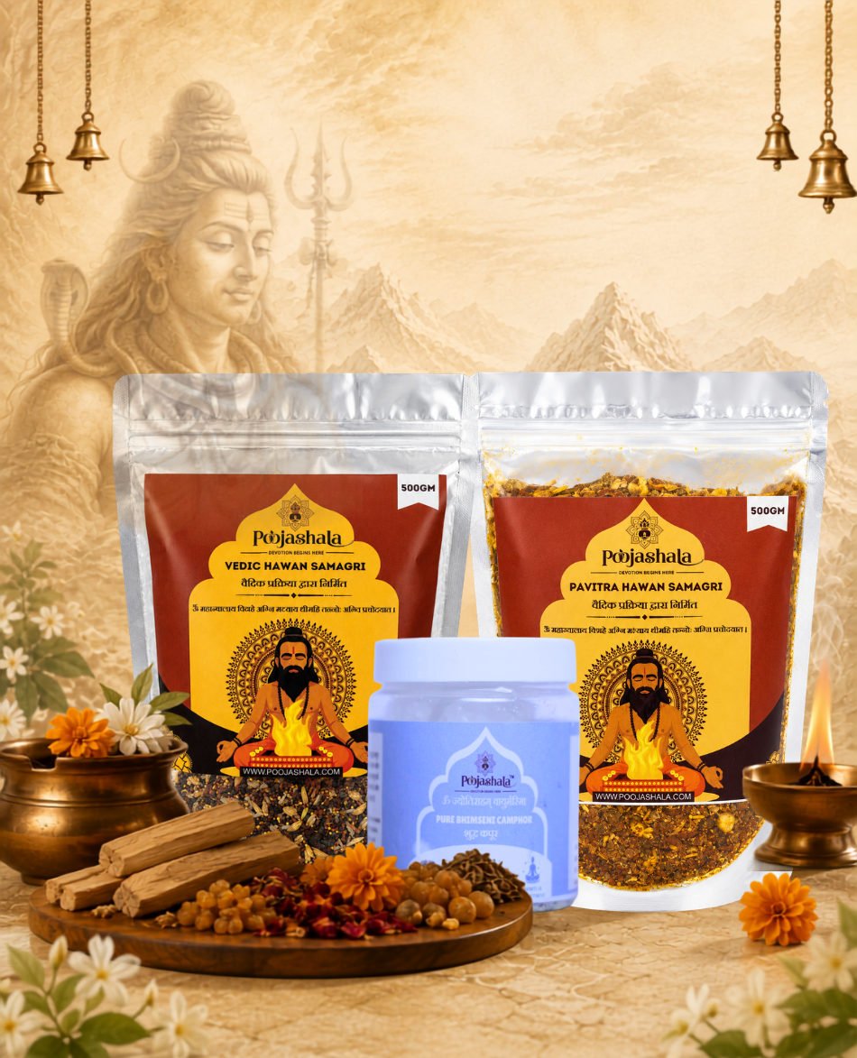 Poojashala Yagna Bundle | Vedic Hawan Samagri + Pavitra Hawan Samagri + 100g Bhimseni Camphor