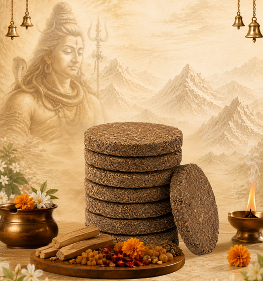 Poojashala Cow Dung Cake (Gomay Upla) – Pack of 10 | 100% Pure Desi Cow Dung | For Hawan, Agnihotra & Vedic Rituals