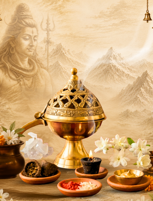 Poojashala Brass Loban Daan – 100% Pure Moradabad Brass | Temple Grade | Loban & Dhoop Burner for Home Temple & Hawan