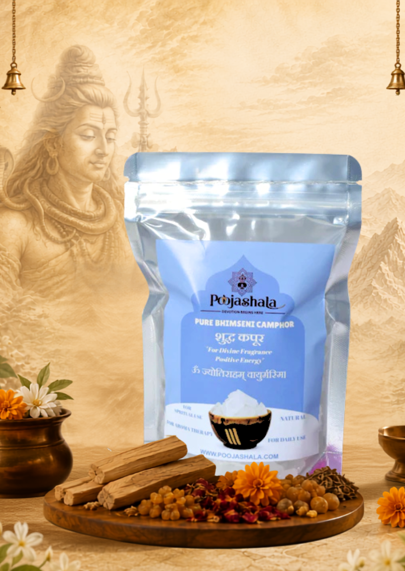 Poojashala Bhimseni Camphor 200g – 100% Pure Natural Ayurvedic Kapoor | No Chemicals | Burns Clean for Aarti & Hawan