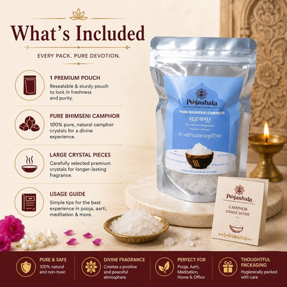 Poojashala Bhimseni Camphor 200g – 100% Pure Natural Ayurvedic Kapoor | No Chemicals | Burns Clean for Aarti & Hawan