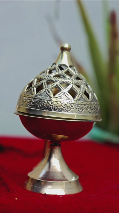 Poojashala Brass Loban Daan – 100% Pure Moradabad Brass | Temple Grade | Loban & Dhoop Burner for Home Temple & Hawan